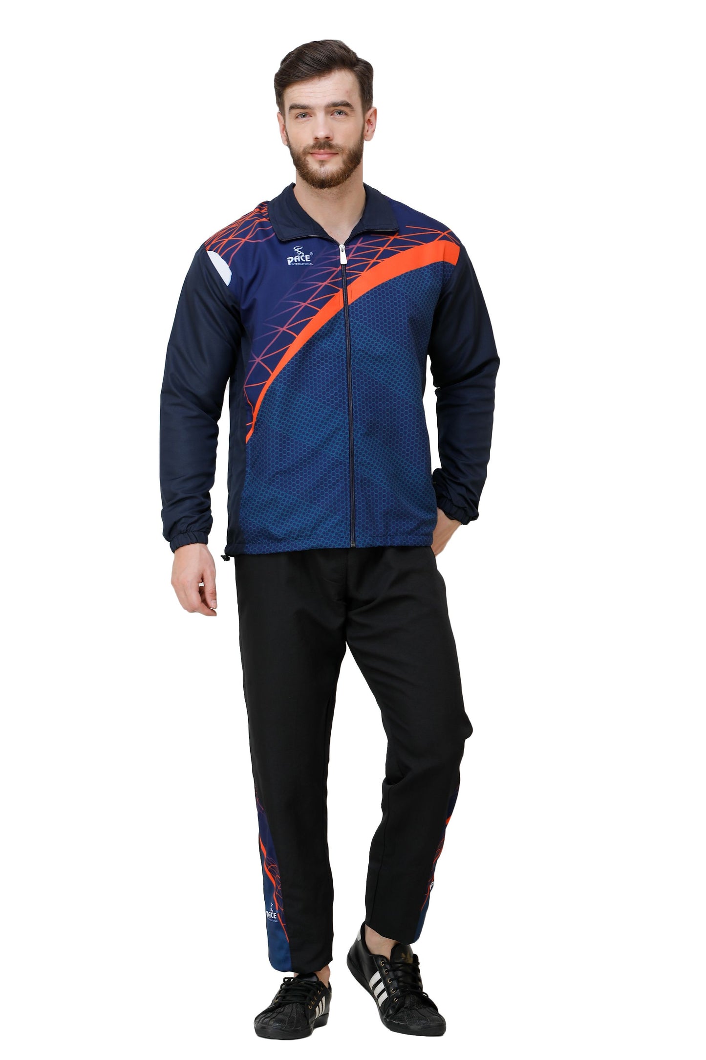 Pace International Men Printed Track Suit (Navy Blue/ Royal)