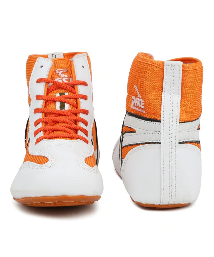 Pace International Kabaddi Shoes, Boxing Shoes, Wrestling Shoes for Men  (Orange, White)