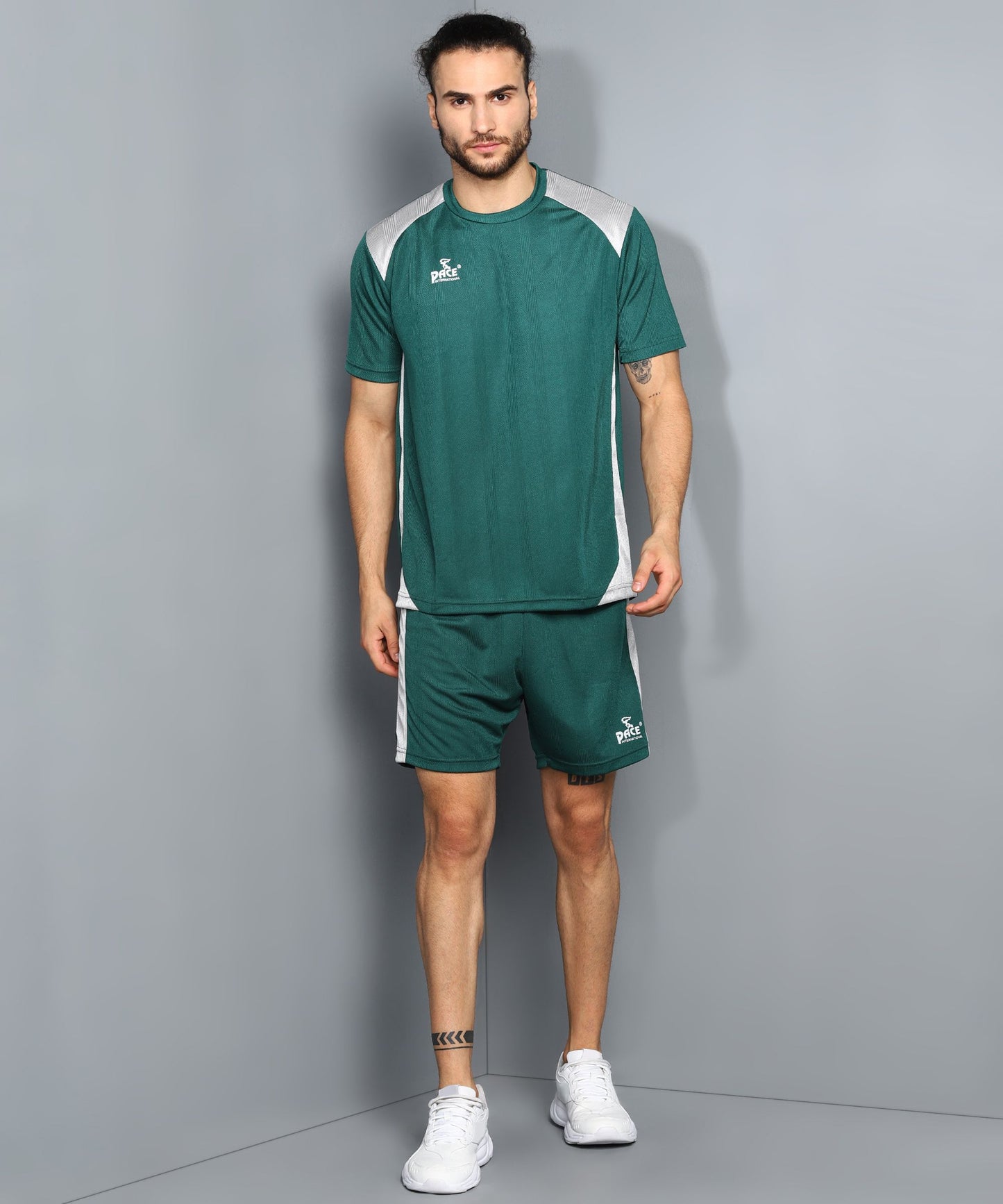 Pace International Men Football Jersey and Short (Olive/ Grey)
