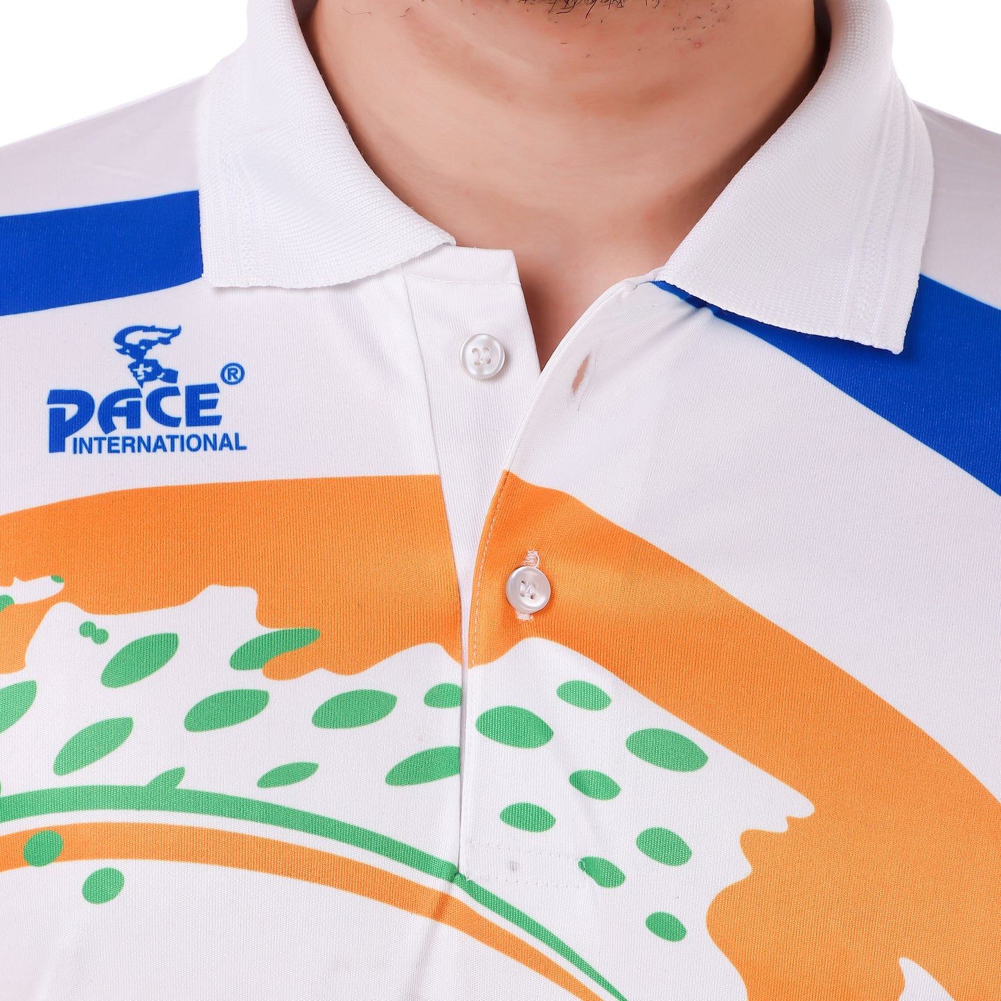 Pace International Printed T-Shirt for Men (White/ Tiranga)