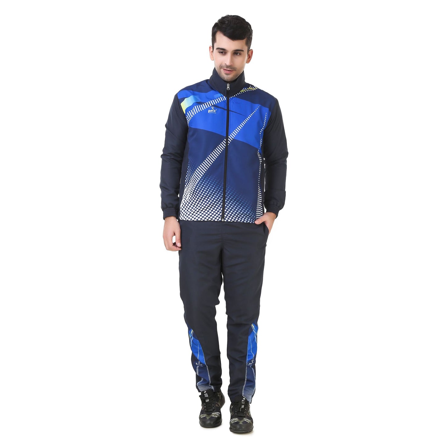 Pace International Men Printed Track Suit(Navy Blue/ Royal)