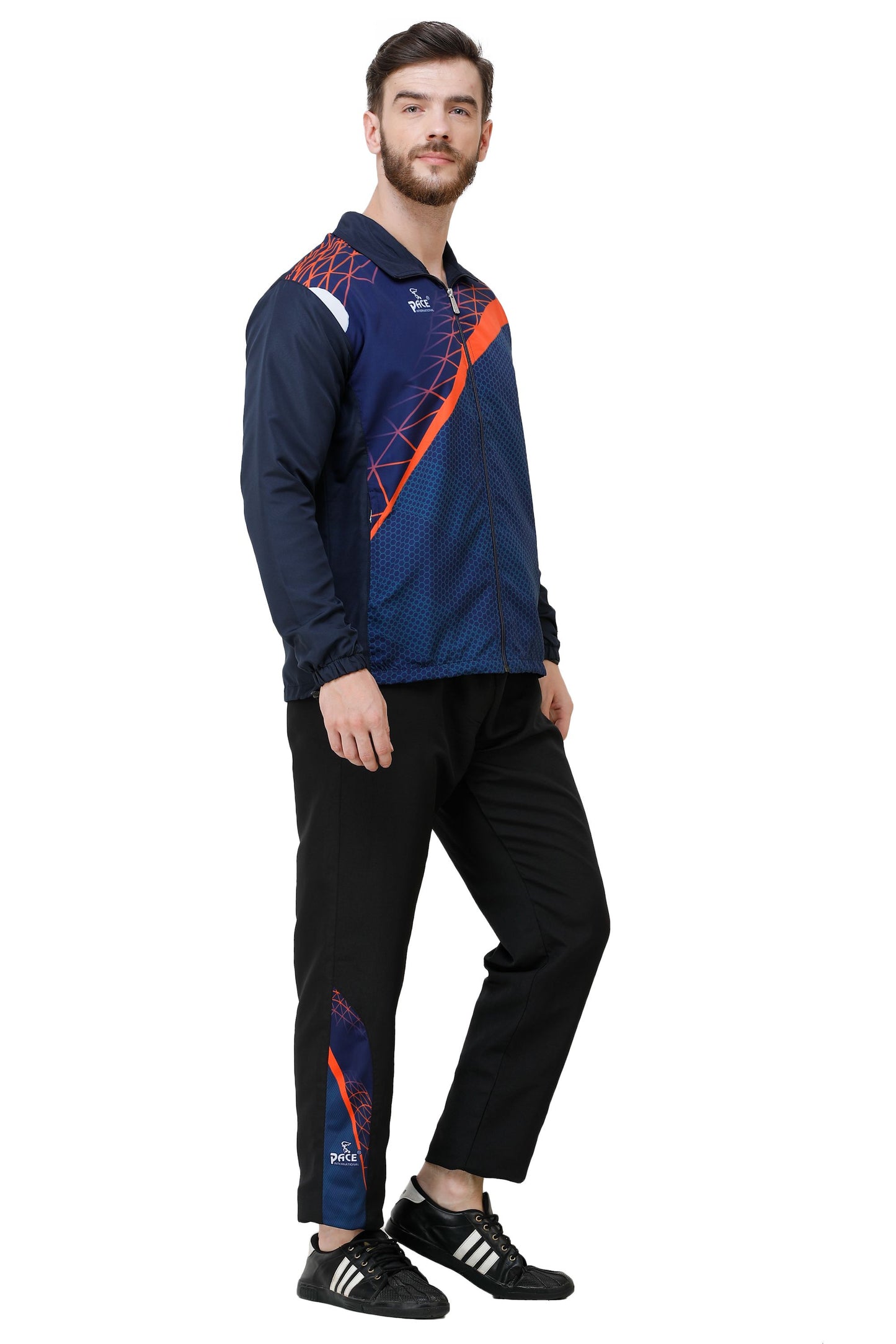 Pace International Men Printed Track Suit (Navy Blue/ Royal)